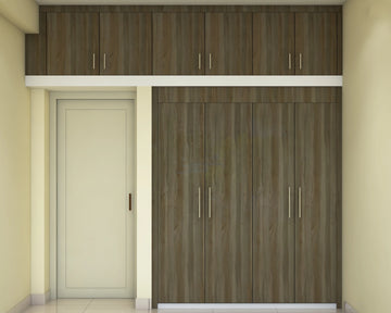 Contemporary Brown Wood Finish Wardrobe Design